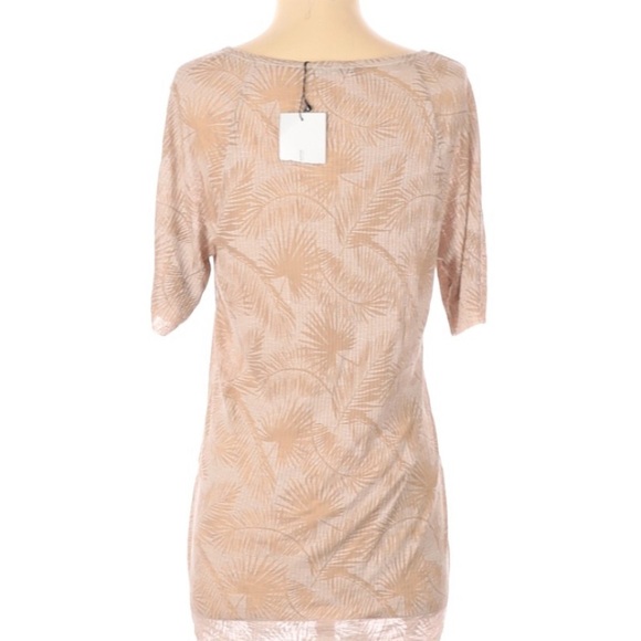 Zara NWT Tan‎ Cream Palm Leaf Ribbed High Low Top S - Picture 4 of 8
